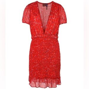 FREE PEOPLE BABY LOVE SMOCKED BODYCON
SHORT DRESSES Sheer Bright Red Small